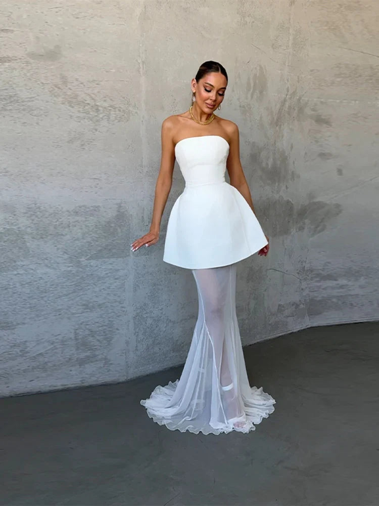 Chic Strapless Hollow Out Maxi Dress for Summer Glam