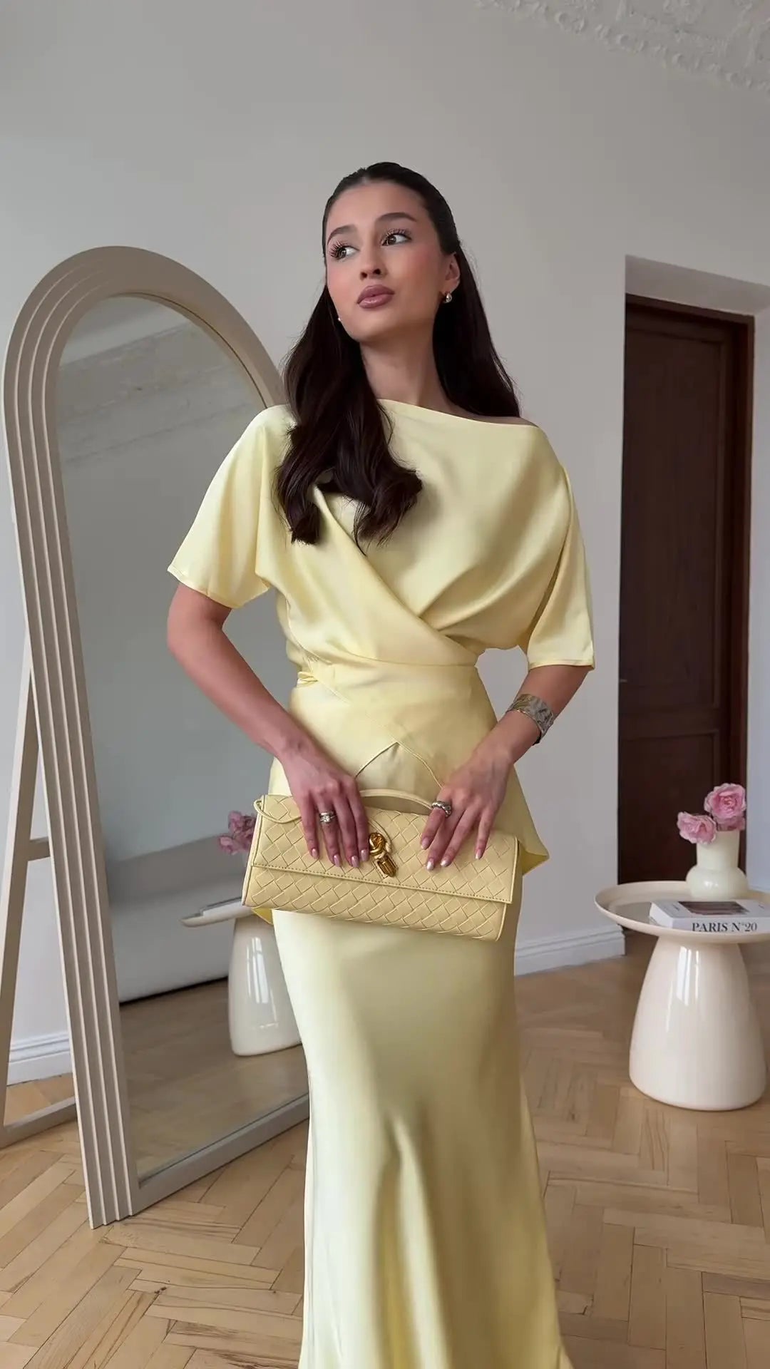 Elegant Yellow Trumpet Skirt & Top Set