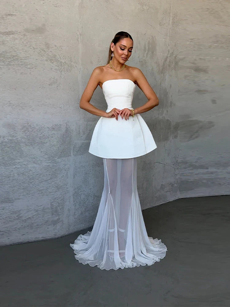 Chic Strapless Hollow Out Maxi Dress for Summer Glam