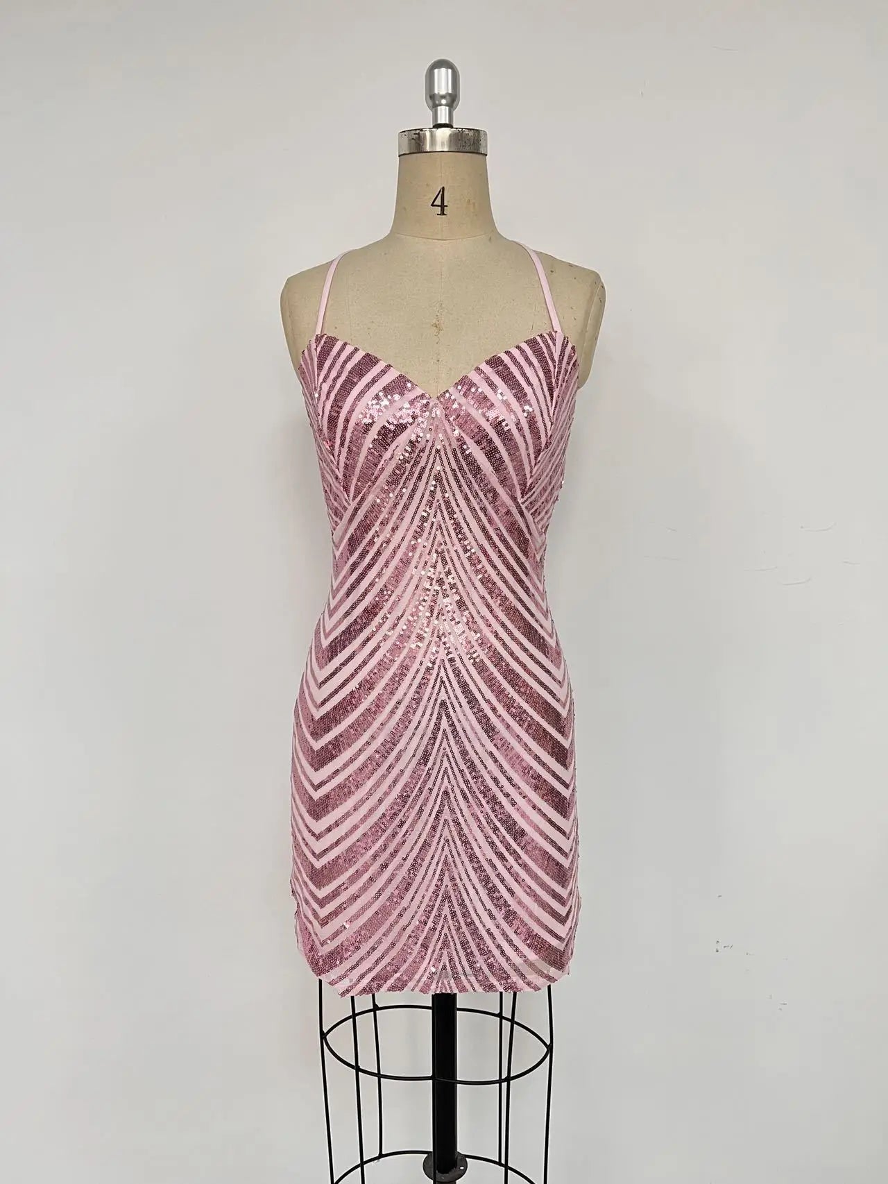 Sequin Spaghetti Strap Cocktail Mini Dress for Evening Parties