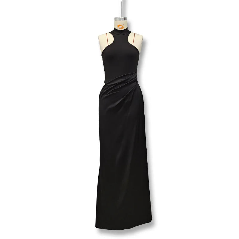 Black Sheath Maxi Dress | Sleek Hollow Out Summer Statement