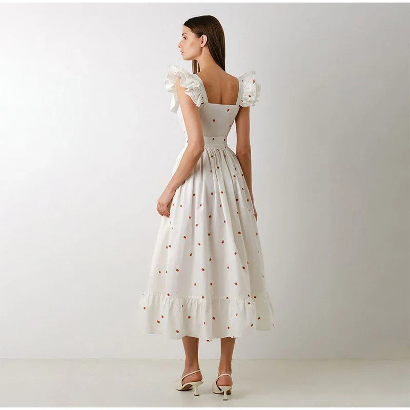 Elegant Ruffled Paisley Maxi Dress for Summer Soirees