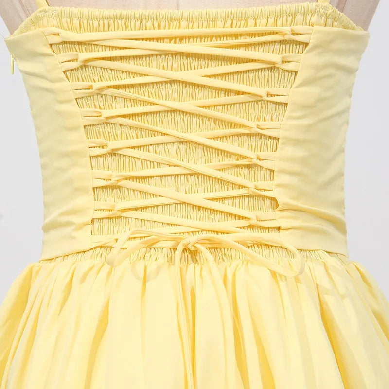 Yellow Corset-style Party Dress | Elegant Sleeveless Flair