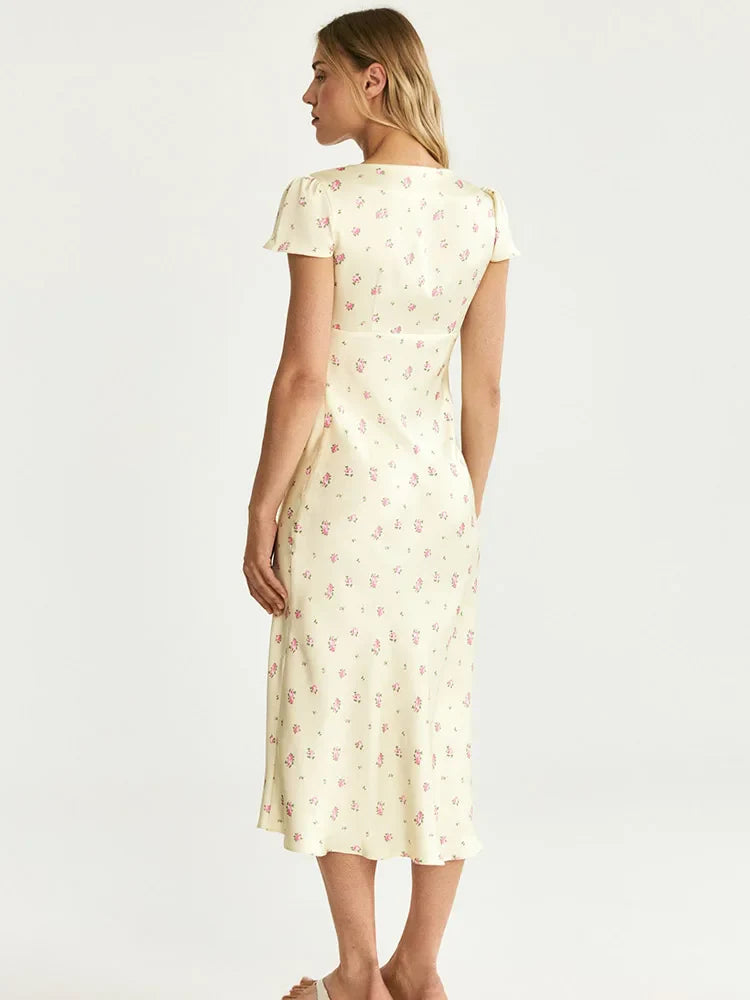 Floral Printed Satin Dress | The Amelia Dress