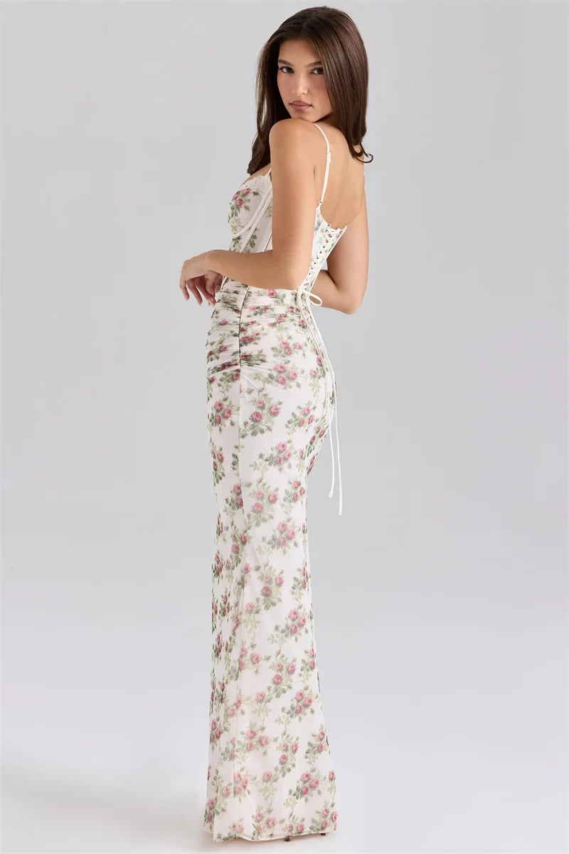 Floral Corset Maxi Dress | Romantic Evening Silhouette