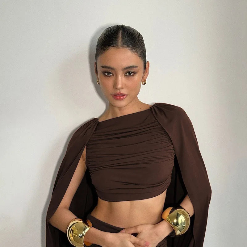 Cut-Out Ruched Shawl Mini Dress