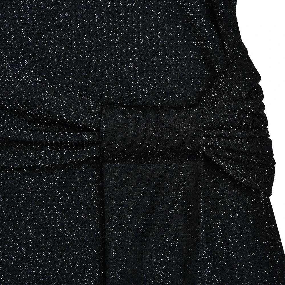 Shiny High-Neck Sleeveless Wrap Maxi Dress