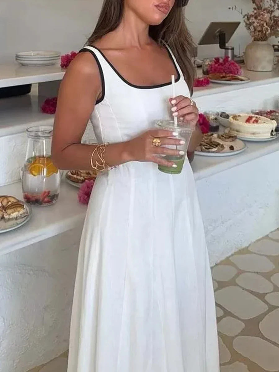 White Minimalist Maxi Dress | Effortless Summer Outfit