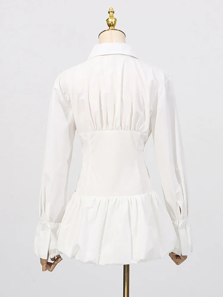 White Cinched Shirt Mini Dress | Flattering Waist