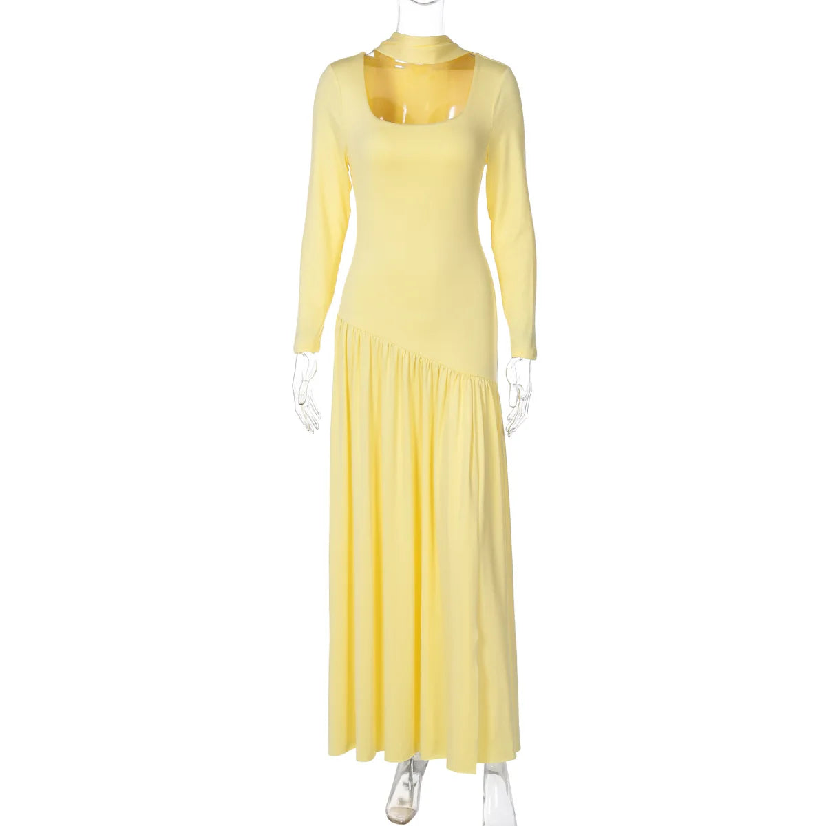 Contrast Square Neck Split Maxi | Modern Monochrome Glam