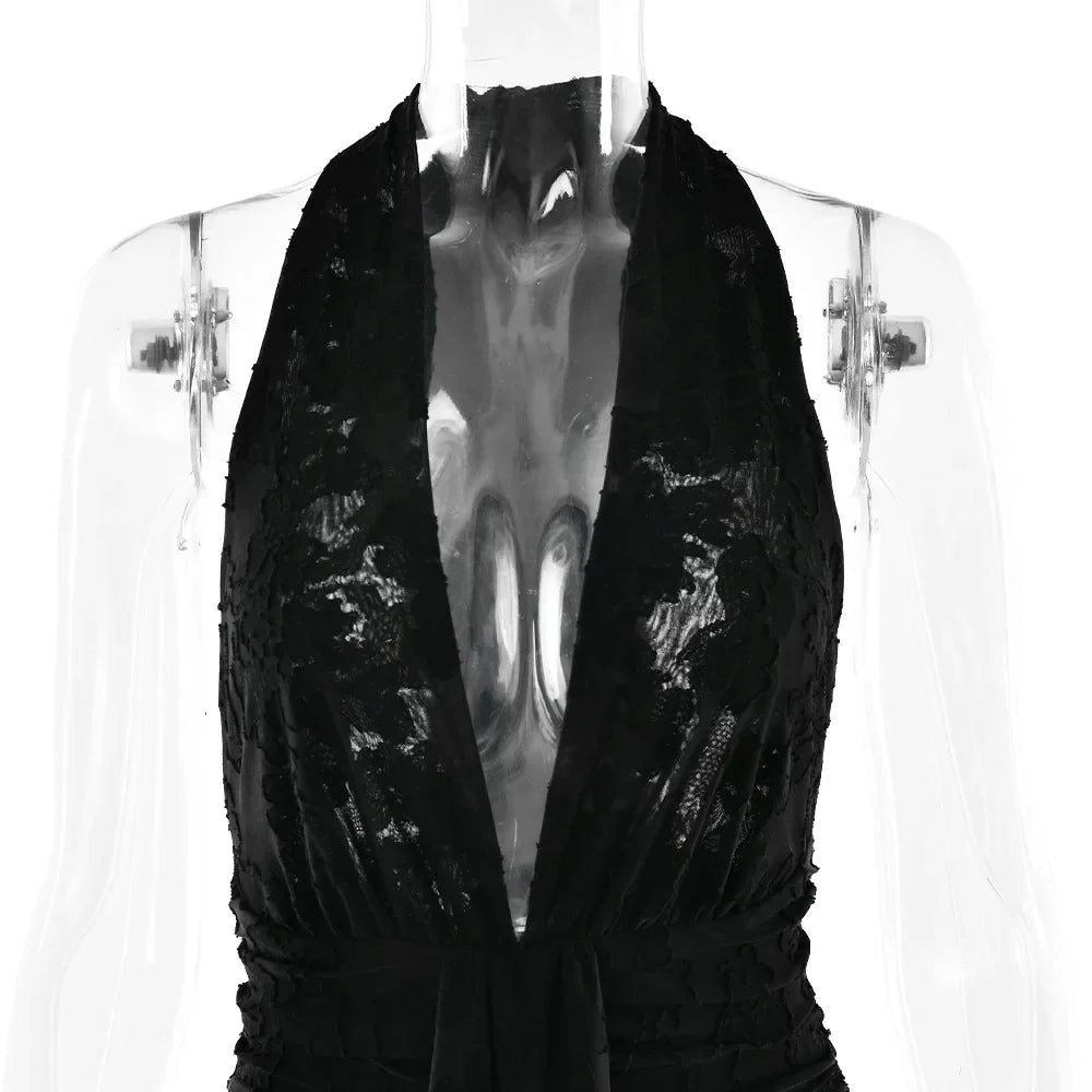 Red Halter Backless Maxi Dress | Elegant Empire Waist Gown