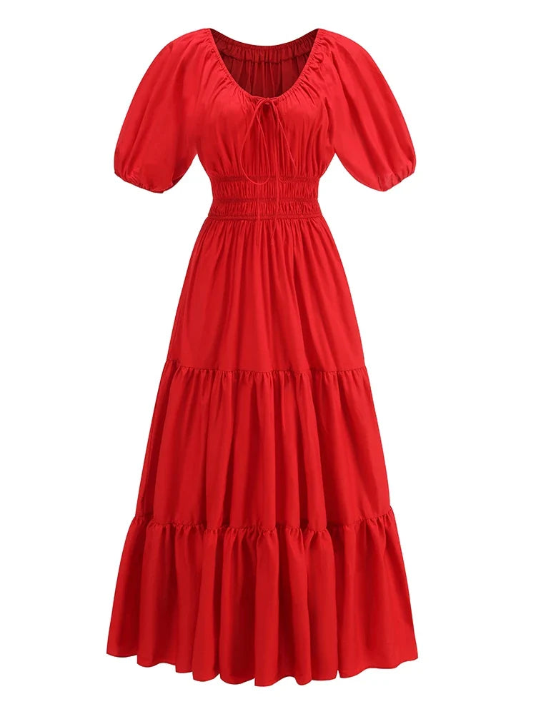 Lace-Up Puff Sleeve Dress | The Valentina Dress