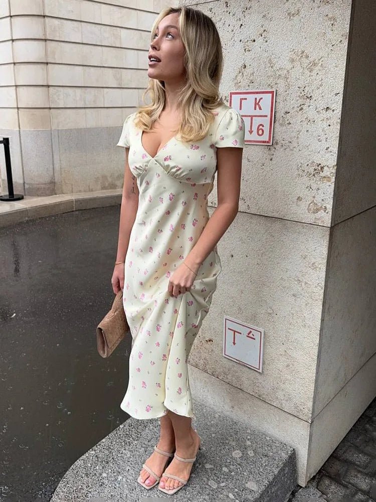 Floral Printed Satin Dress | The Amelia Dress