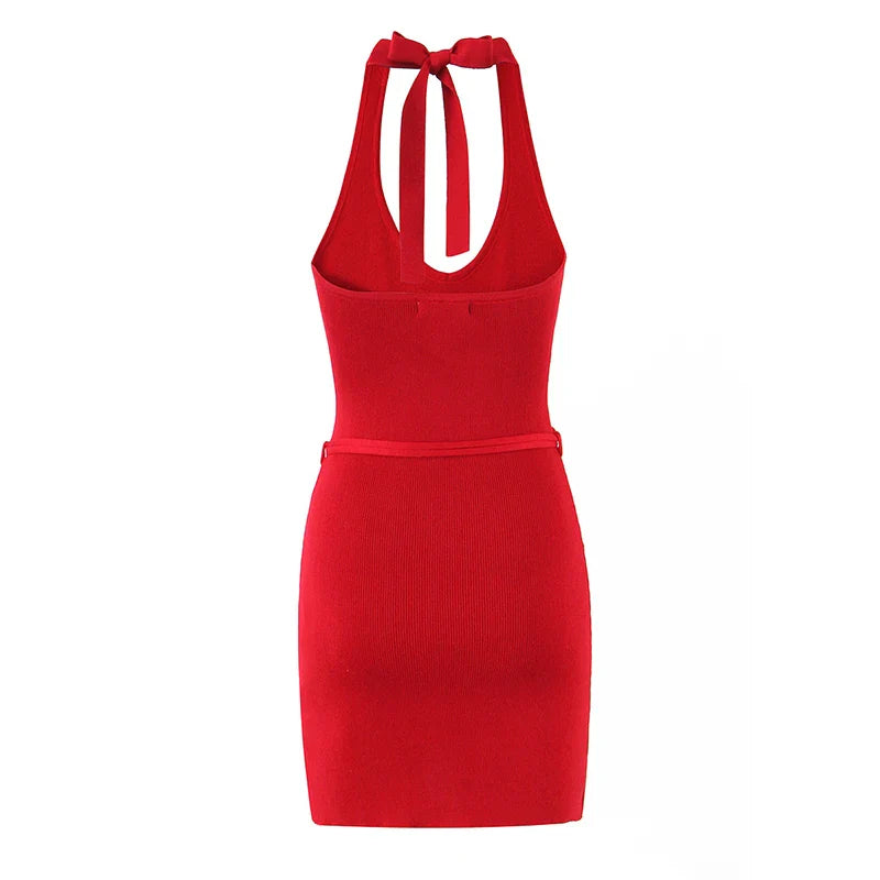Sleek Halter Neck Mini Dress for Club Nights