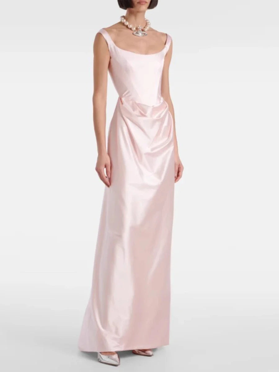 Formal Sleeveless A-Line Floor-Length Dress | Pink