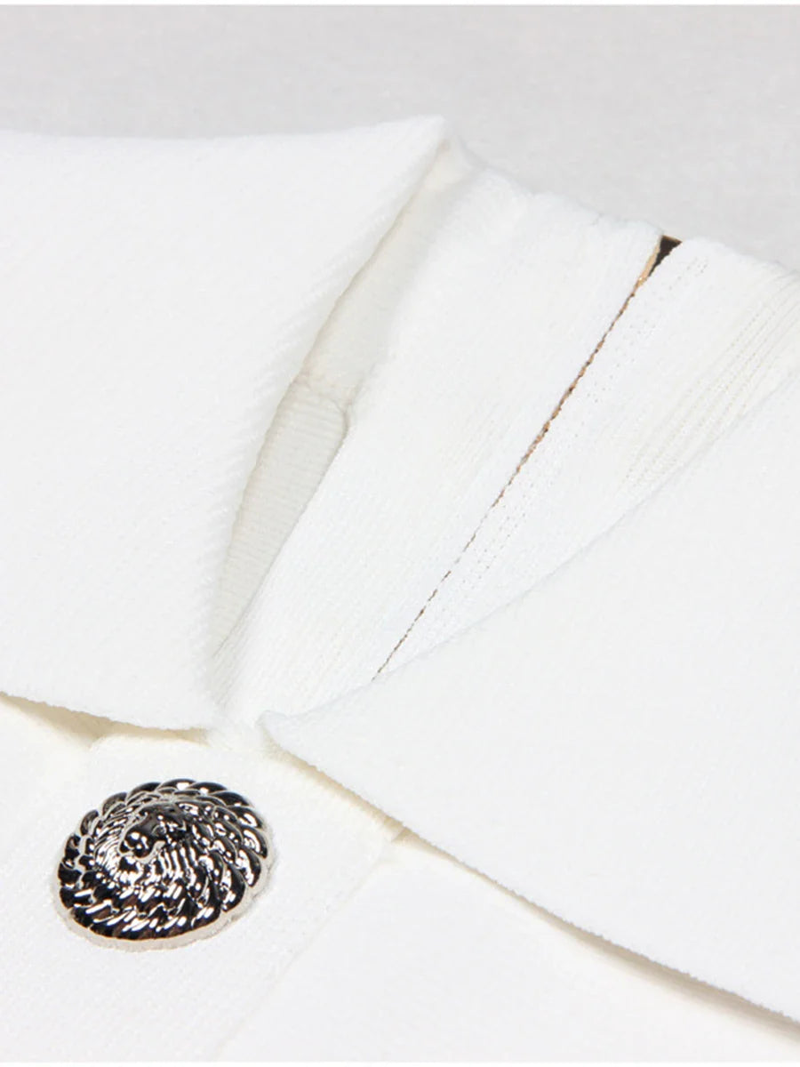 Short Sleeve Silver Button Mini Dress