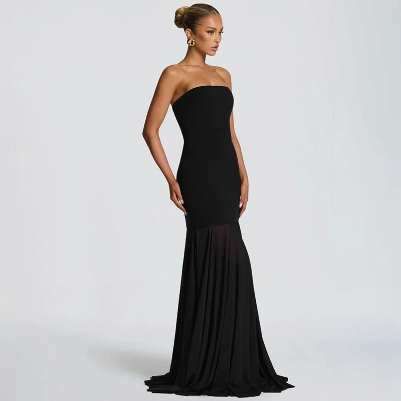 Strapless Chiffon Maxi Dress with Shawl