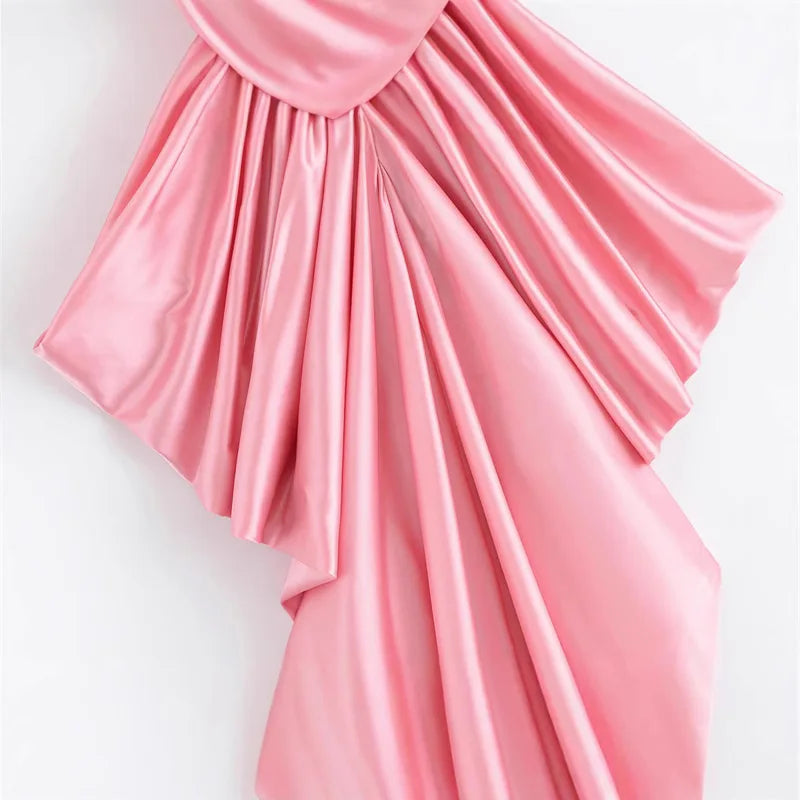 Draped Pink Sling Maxi Dress | Resort Glamour Loose Fit