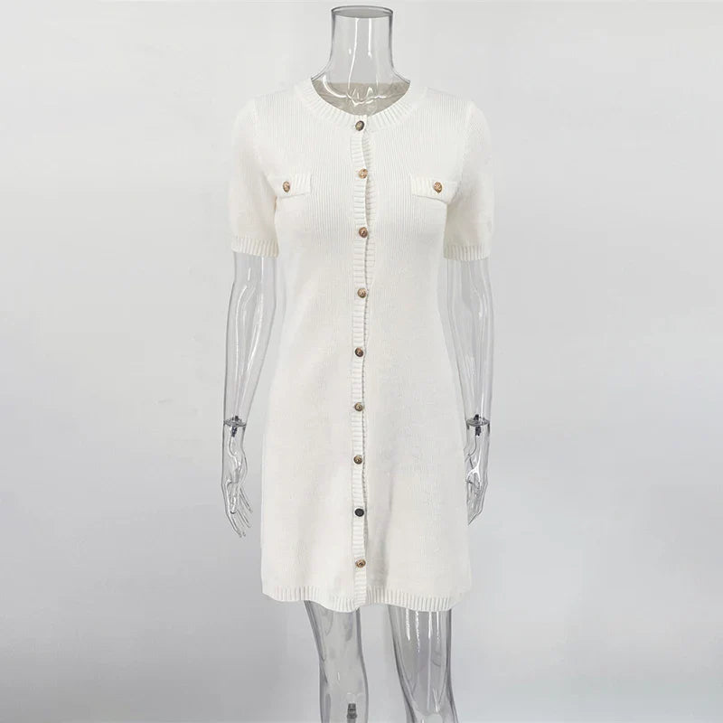 Ribbed Knit Mini Dress | Slim-Fit Buttoned Resort Look