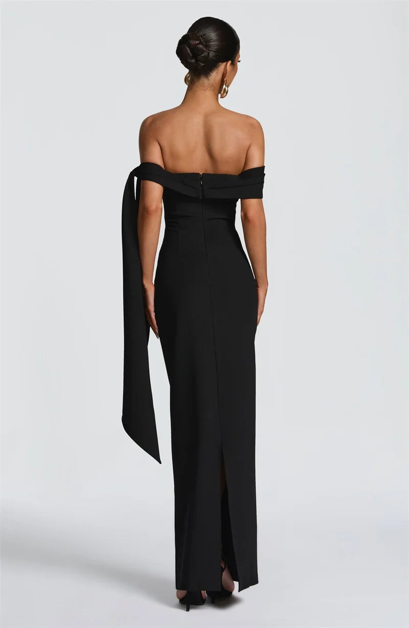 Off-shoulder Tie Up Maxi Dress