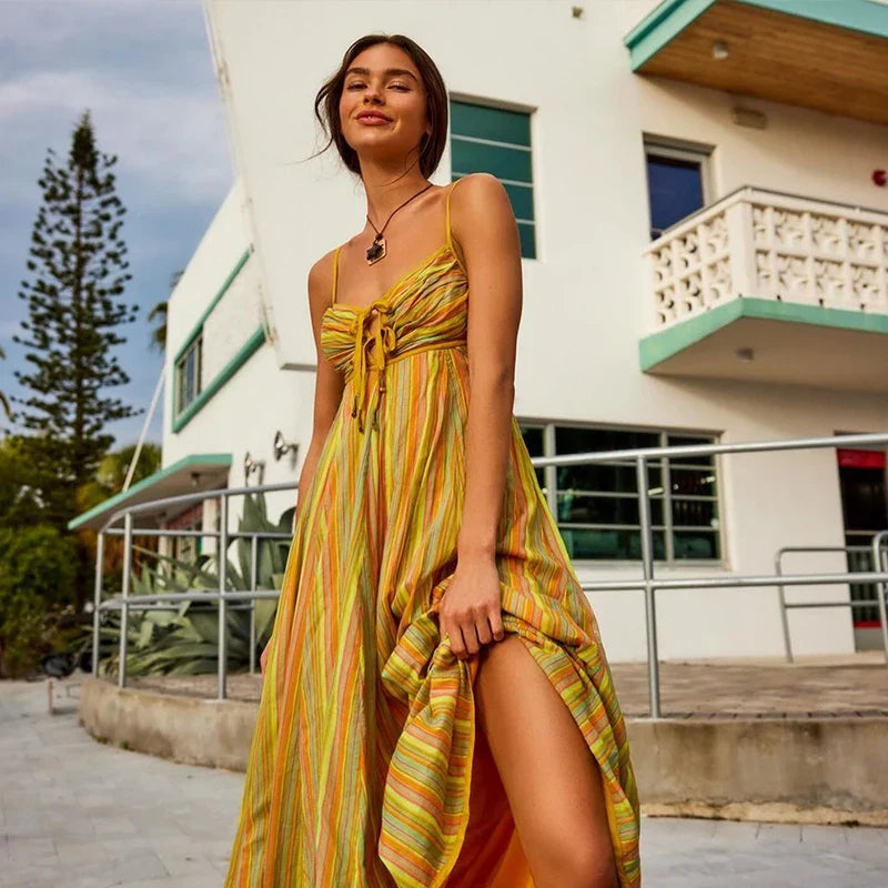 Floral Printed Sleeveless Maxi Dress – Elegant Summer Slip Dress