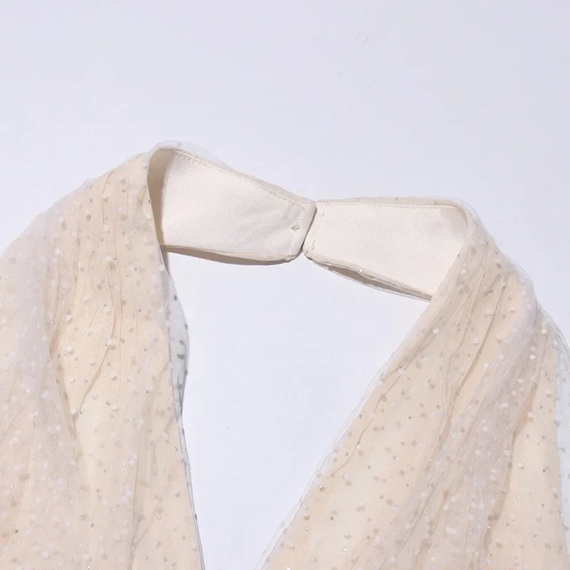 Apricot Halter Corset Maxi Dress | Flowy Pleated Elegance