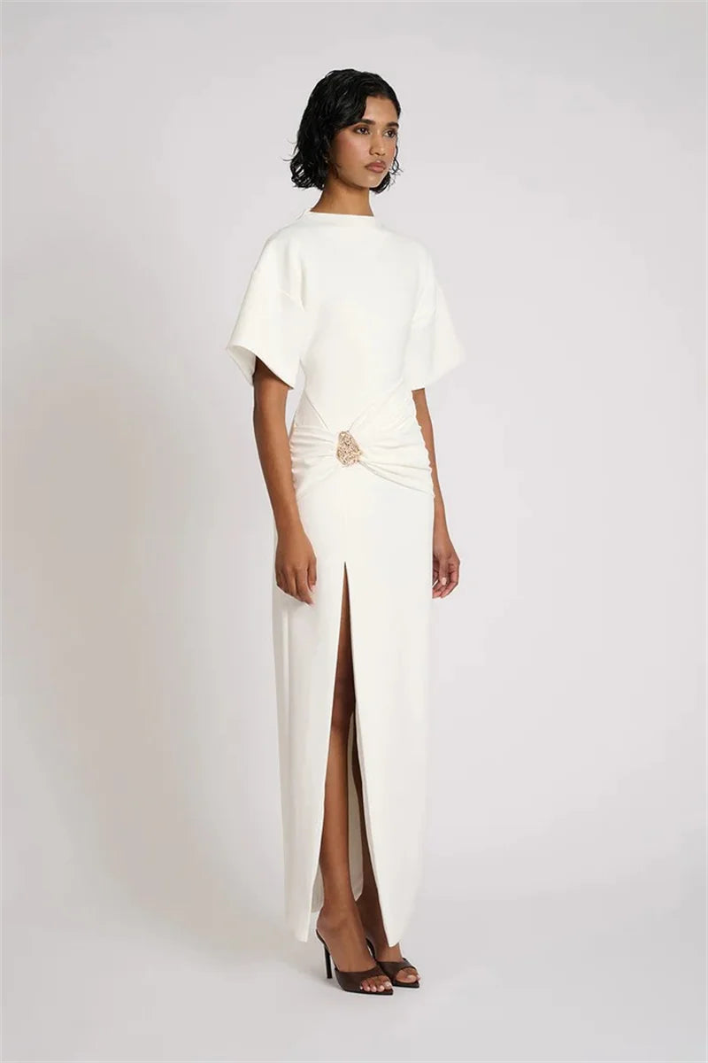 Ruched Side-Slit Maxi Dress | Sculpted Elegant Fit