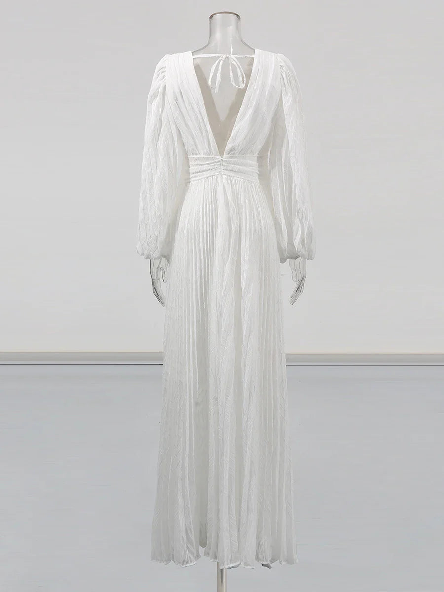 Women's O-Neck Lace-up A-Line Ankle-Length Dress