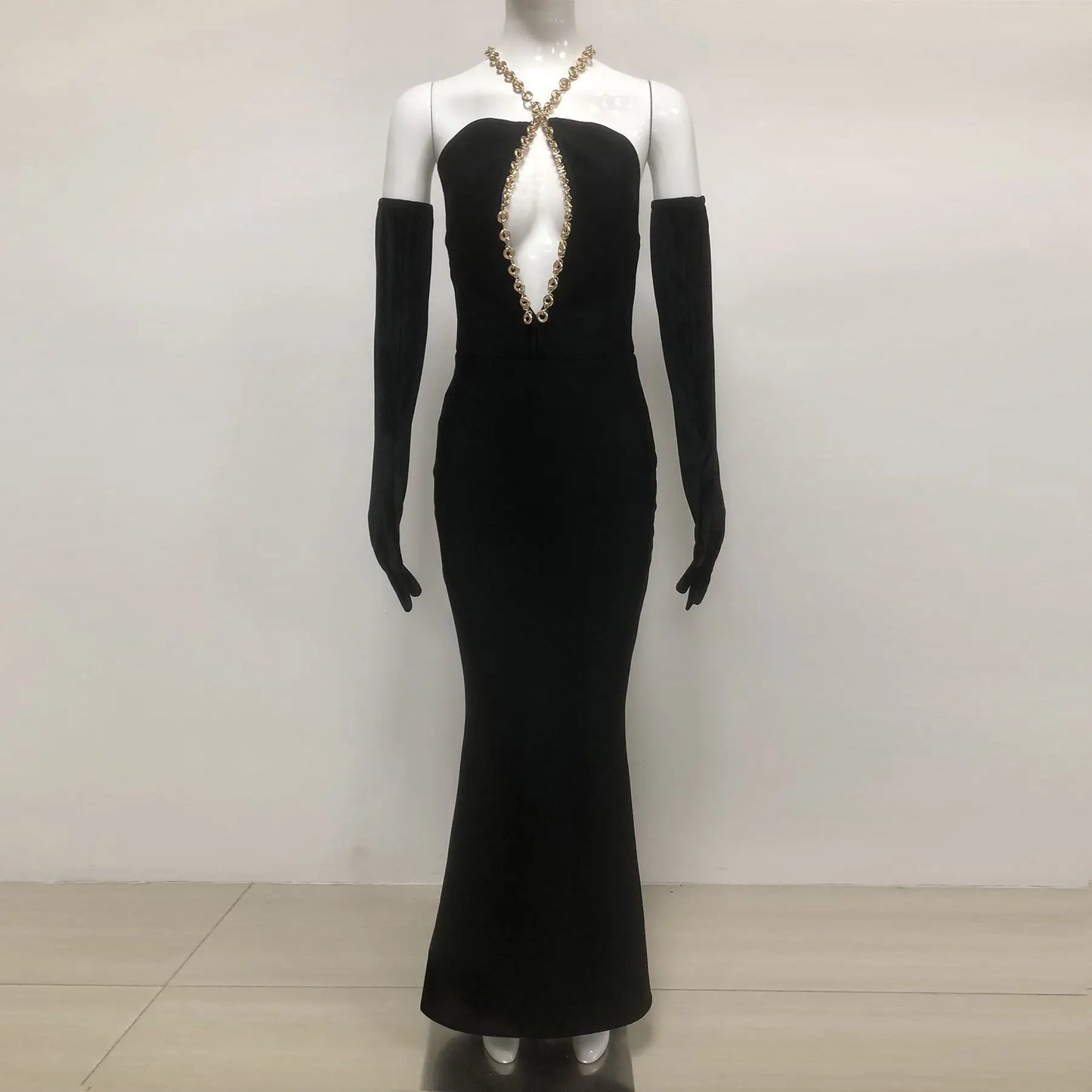 Black Cut Out Tube Long Chain Maxi Dress