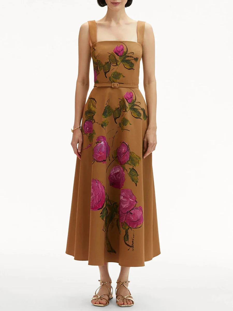 Elegant Square Collar Sleeveless A-Line Mini Dress with Zipper Detail