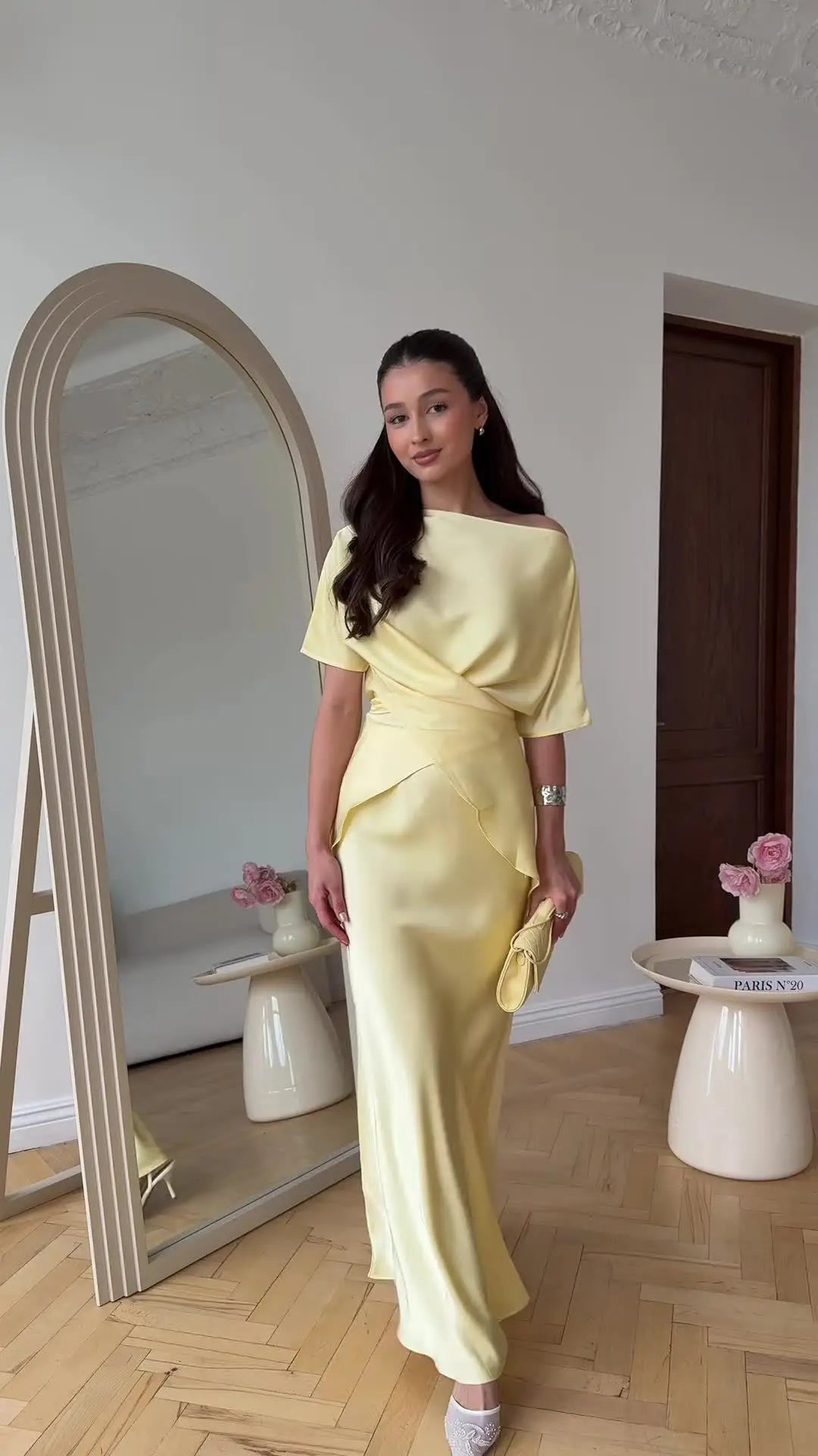 Elegant Yellow Trumpet Skirt & Top Set