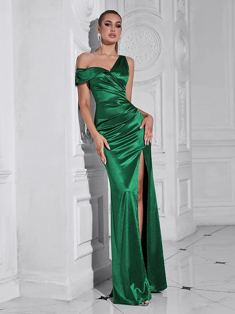 Asymmetric High-Split Gown | The Willow Gown