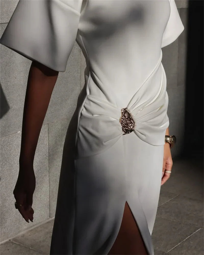 Ruched Side-Slit Maxi Dress | Sculpted Elegant Fit