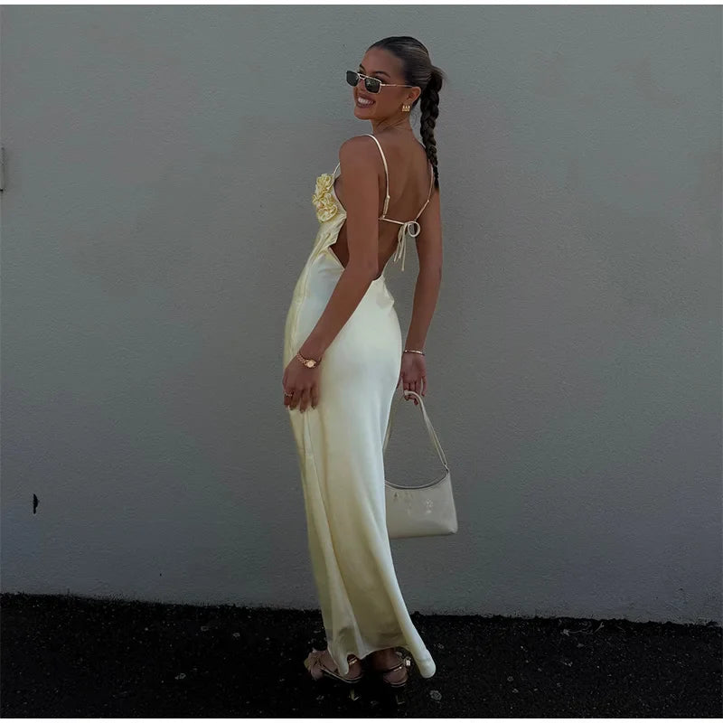 3D Flower Halter Dress