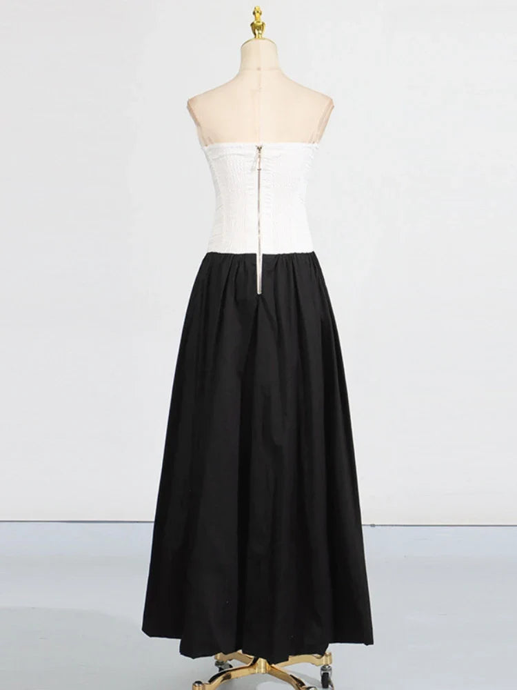 Printed Strapless Bubble Maxi Dress