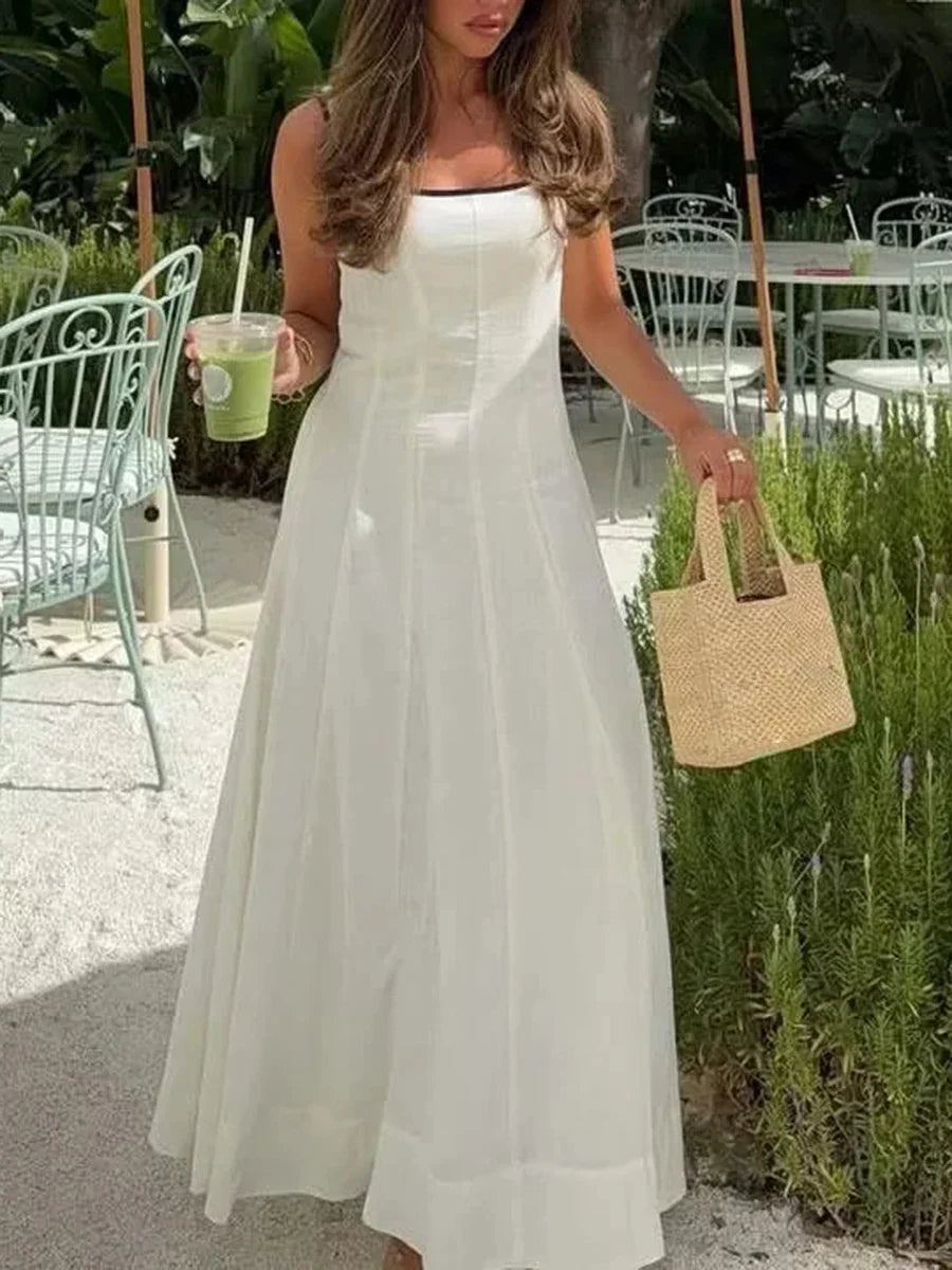 White Minimalist Maxi Dress | Effortless Summer Outfit