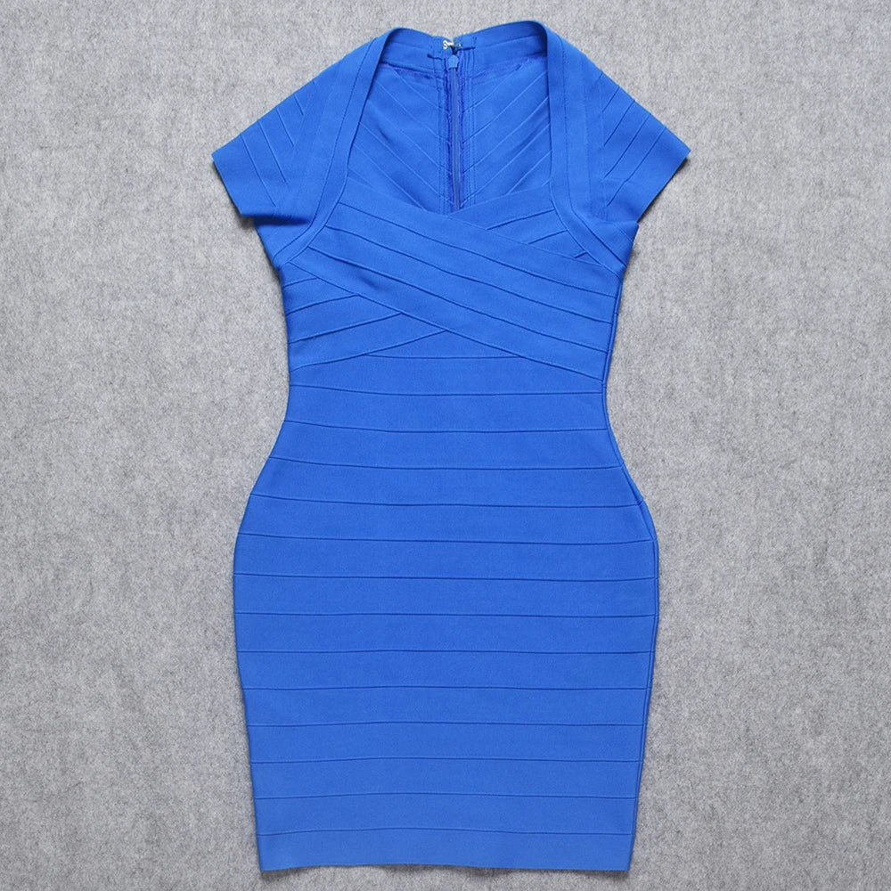 Short Sleeve Pink Bandage Mini Dress | Sculpted Statement Fit