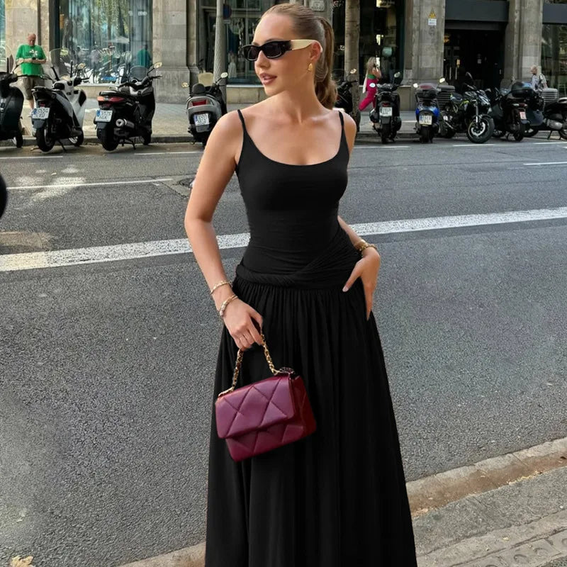 Sling Twisted Pleated Maxi Dress