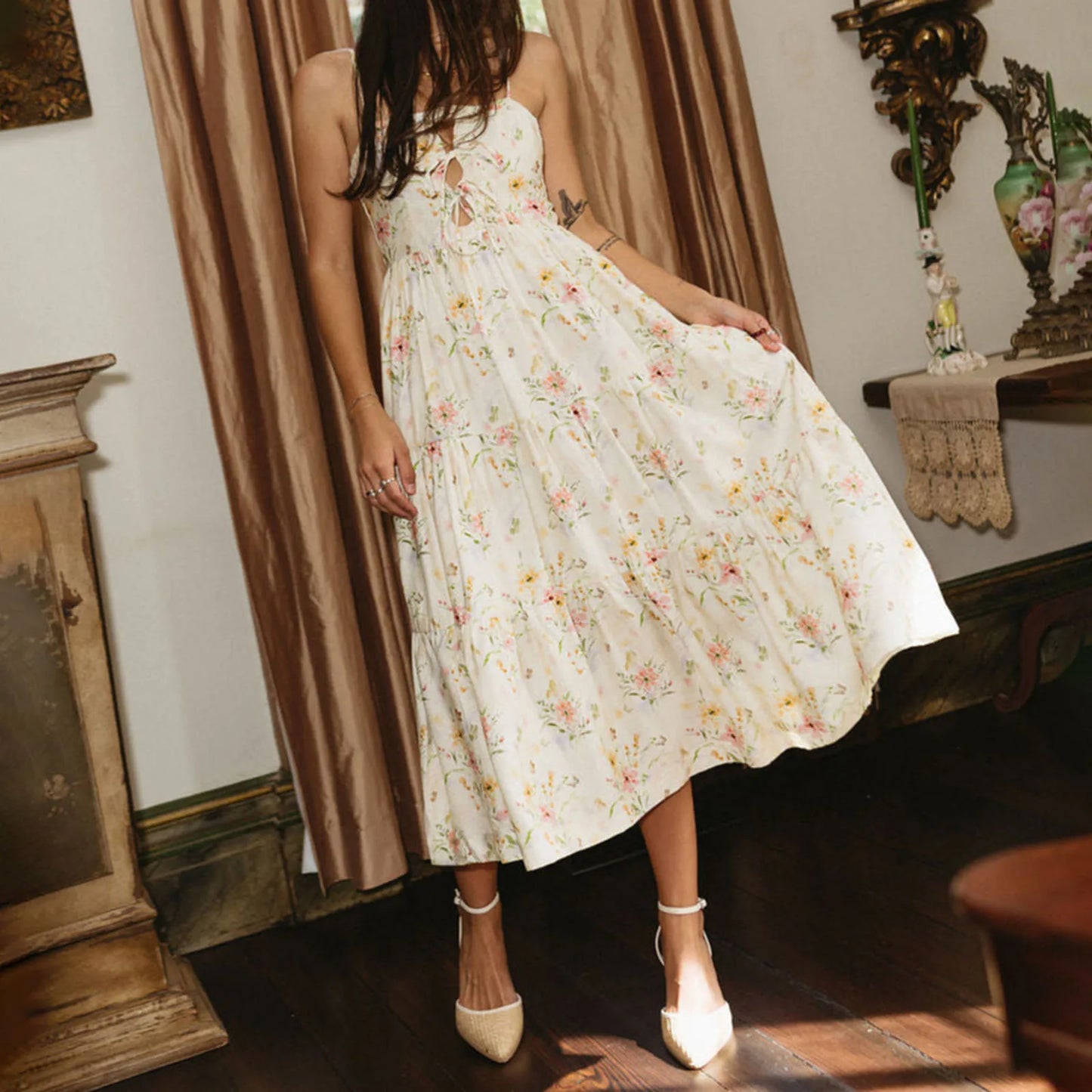 Floral Spaghetti Strap Maxi Dress | Vintage Summer Romance