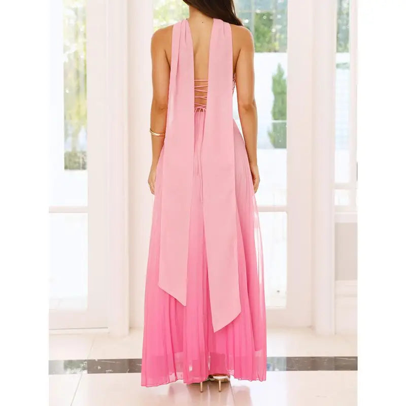 Ethereal Glow – Strapless Pink Ombre Maxi Dress for Summer Days