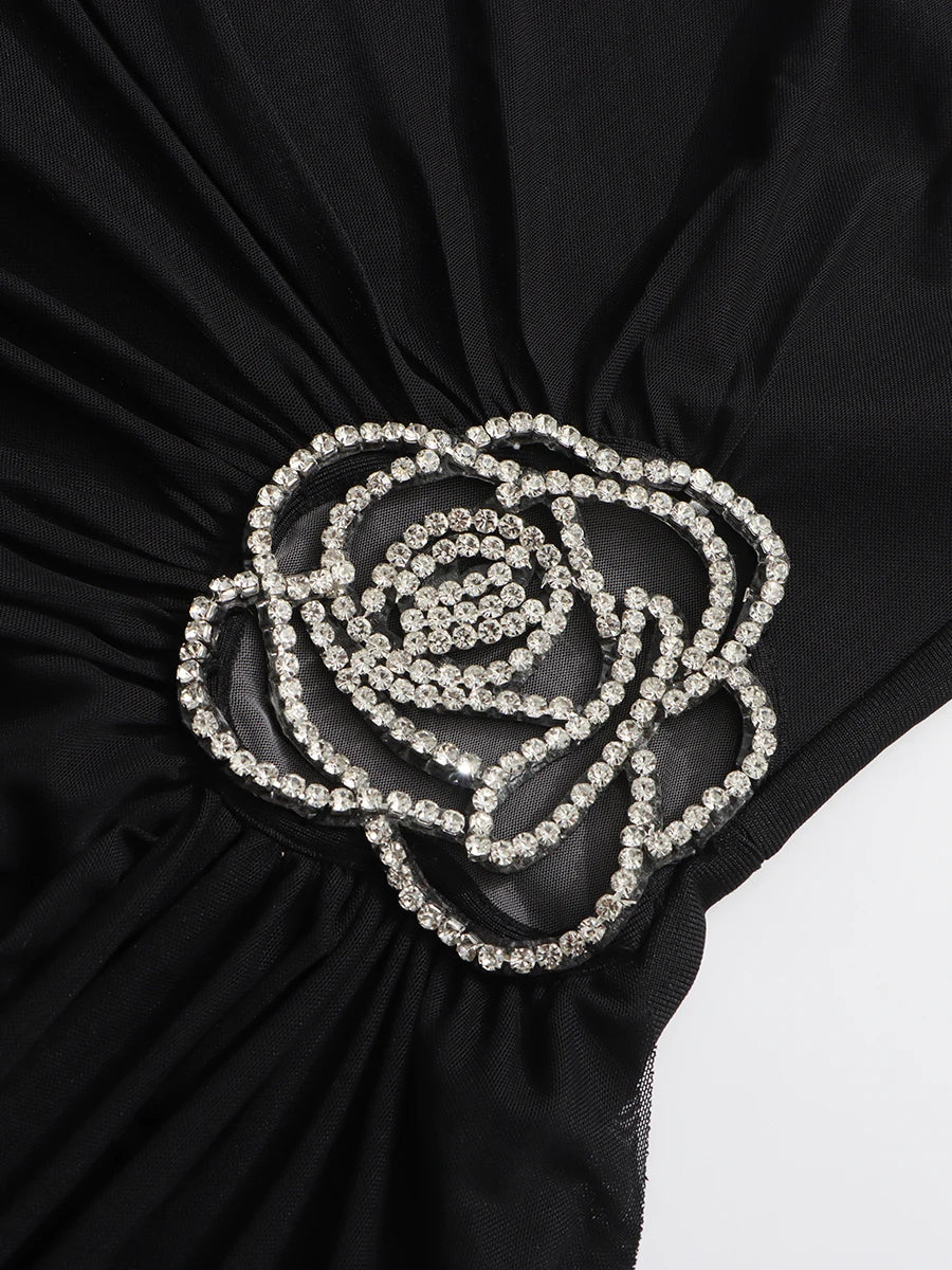 Diagonal Collar Vintage Patchwork Mini Dress with Sculpted Detail