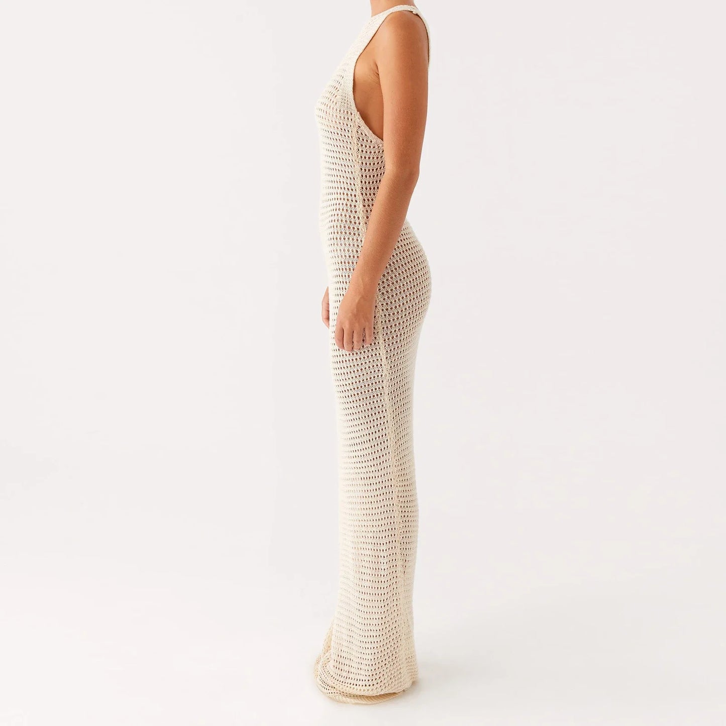 Sleeveless Crochet Cutout Maxi Dress - Backless Bodycon Streetwear