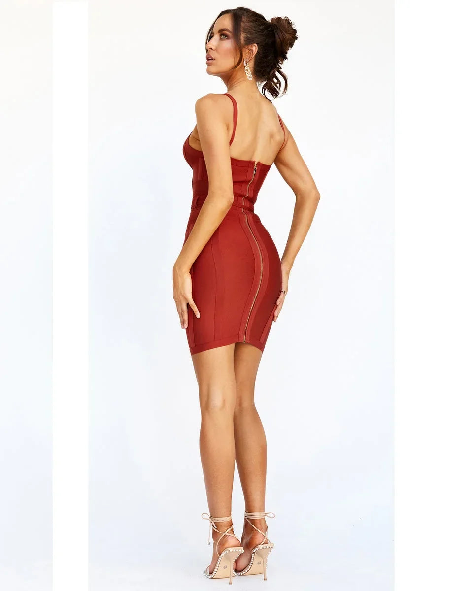 Red Belt Bandage Midi Dress | Sash Detail Sculpted Sheath