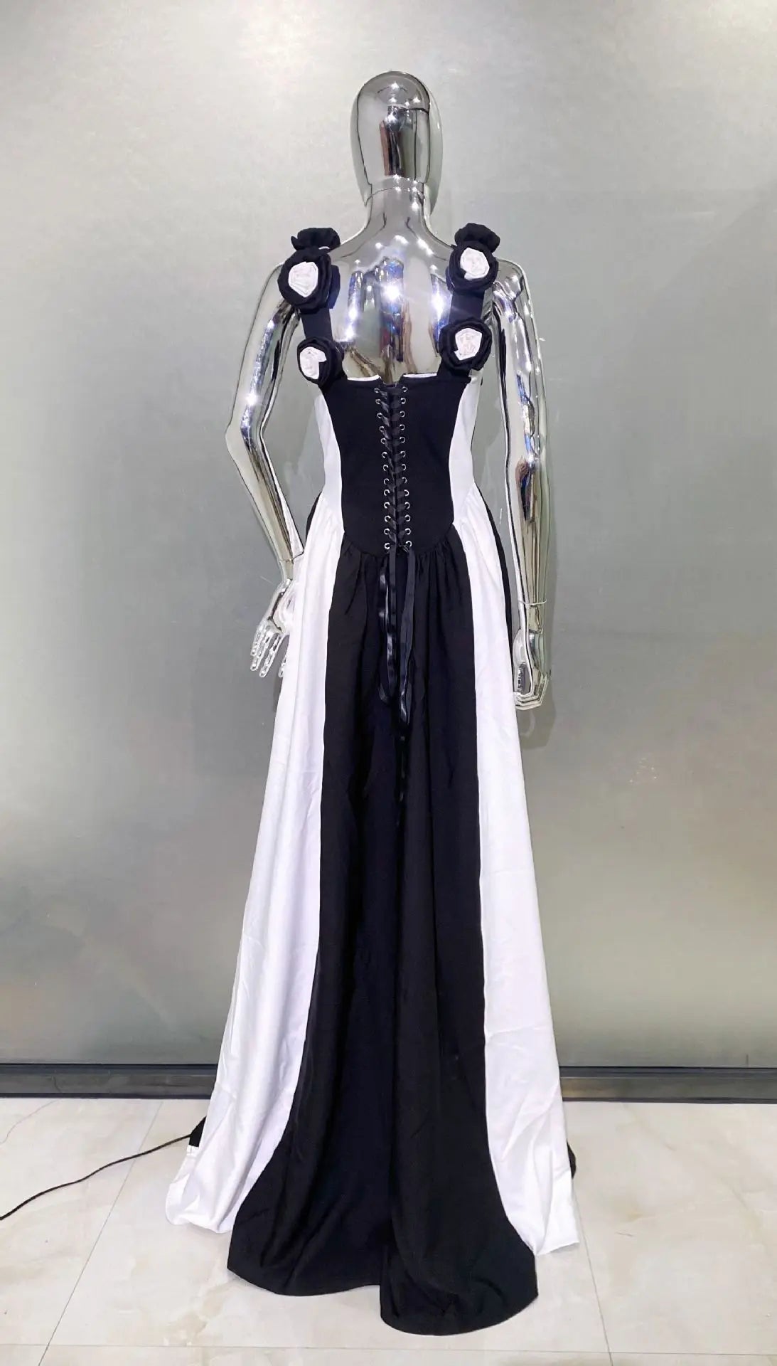 Black And White Stripe Long Dress