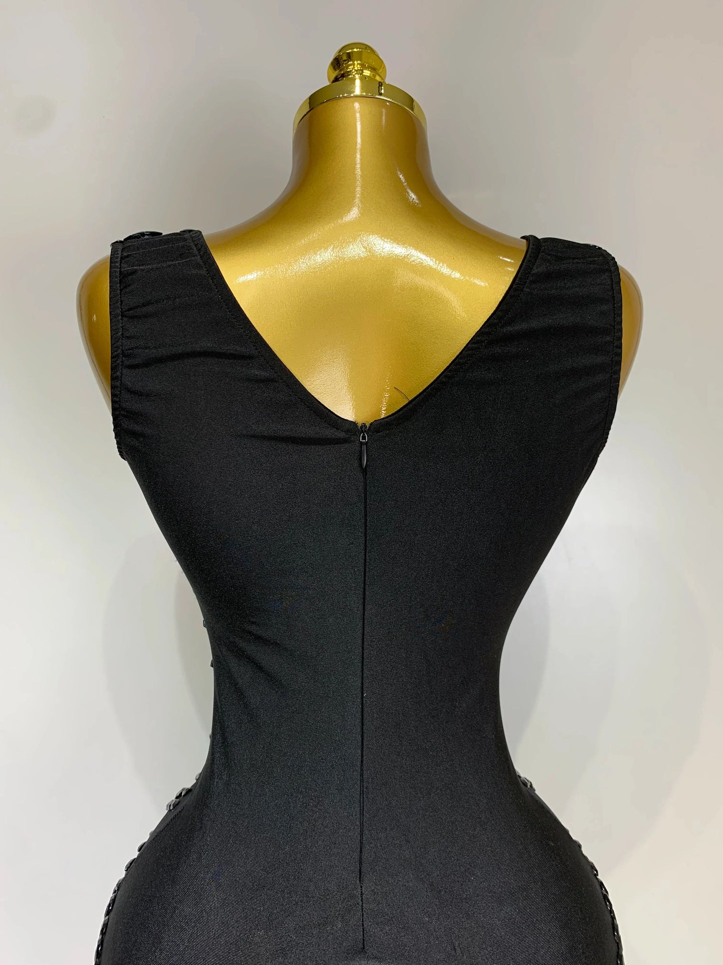 Black & Red Sparkly Rhinestone Mesh Bodycon Dress