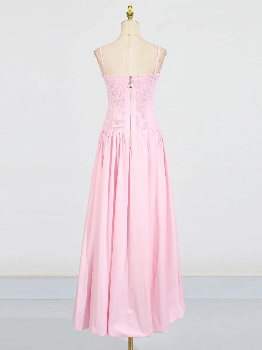 Strapless Puffs Dress – Ruched Bodice & High-Slit Elegance