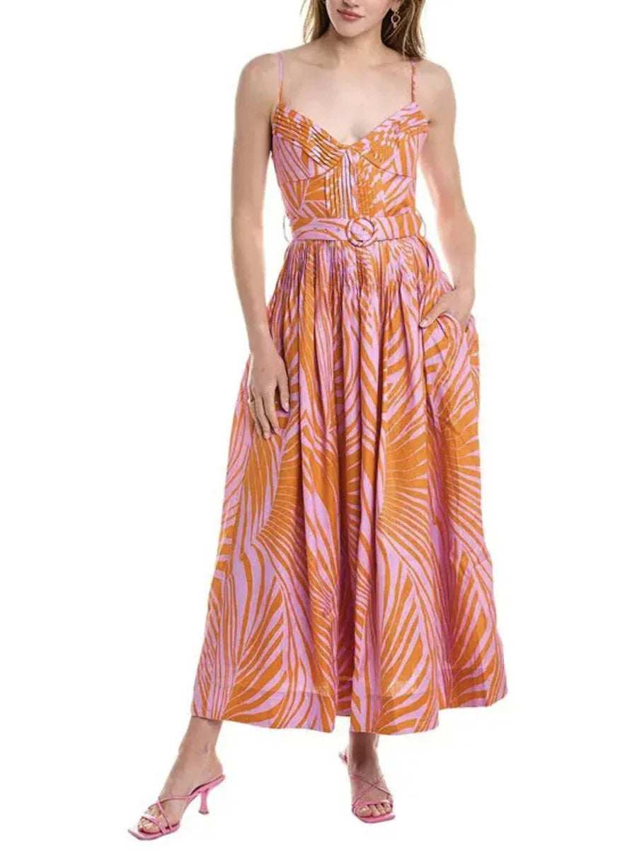 Floral Print Maxi Dress | Slim V-Neck Sundress for Summer Days