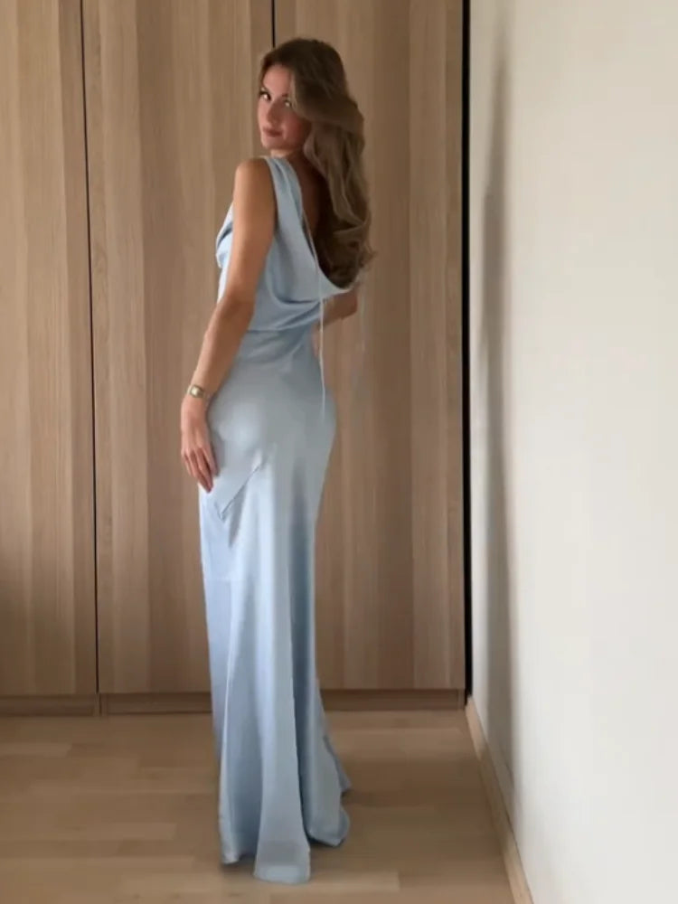 Cowl Neck Drape Maxi Dress