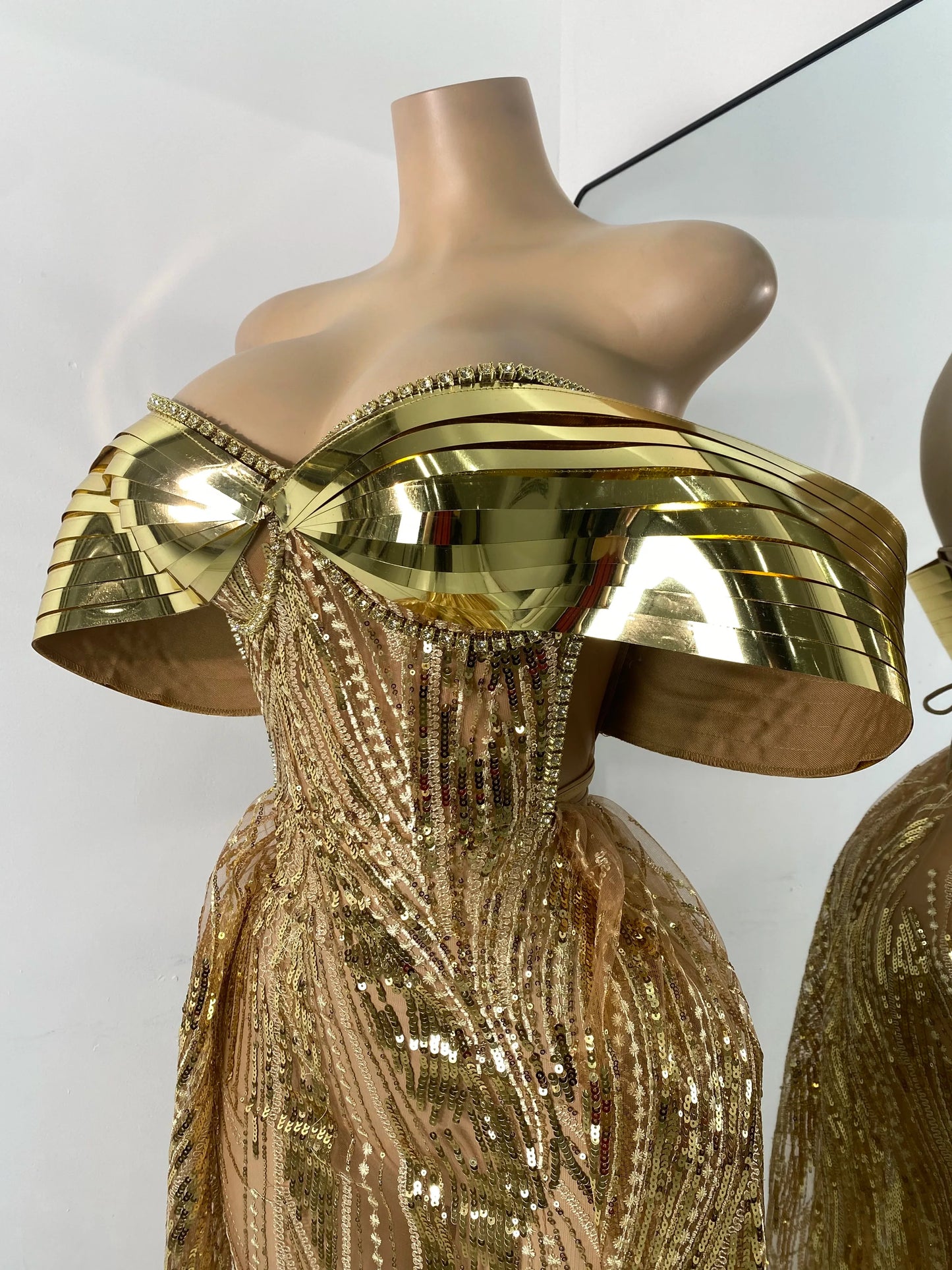 Gold Flashing Diamonds Sequin Long Party Dress