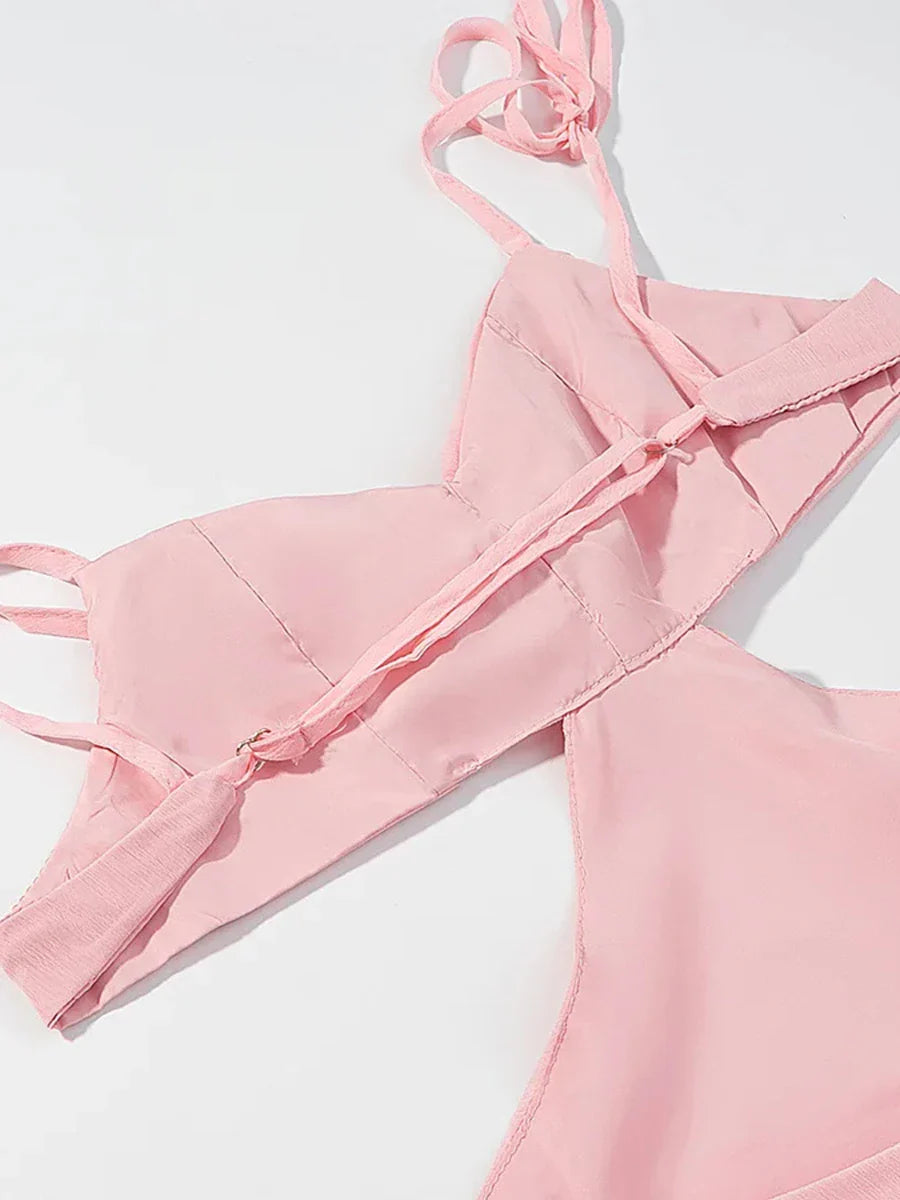 Sweetheart Pink Maxi Dress | 3D Floral Spaghetti Strap Gown